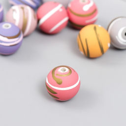 Бусины для творчества акрил Полосатые шарики набор 10 шт МИКС 1,6х1,6х1,6 см - Арт узор фото 2