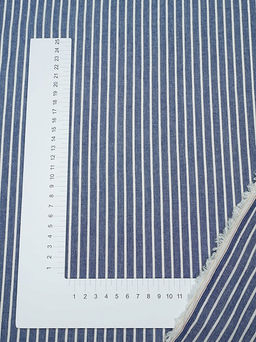 Вареный (стираный) хлопок "Белая полоска (2мм) на темно-синем меланже", ш.2.5м, хл-100%, 125гр/м.кв