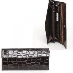 Портмоне женское Croco-ПР-952 натуральная кожа 3 отд, 5 карм, коричневый крокодил (238) 235102