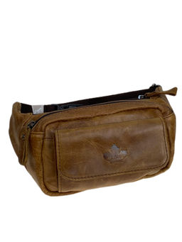 Мужская сумка на пояс из натуральной кожи, цвет коричневый