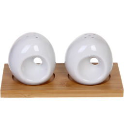 Набор для специй 2шт на бамбуковой подставке "White magic" круги