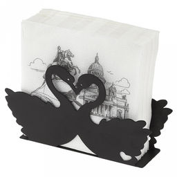 Салфетница металлическая, окрашенная Лебеди 15,7х5см h9,2см, цвет - черный матовый (Китай) - Домашняя мода фото 4