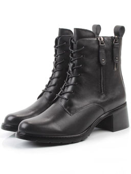 01-E102B-272A BLACK Ботинки демисезонные женские (натуральная кожа, байка)