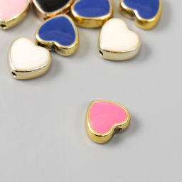 Набор бусин для творчества пластик Сердечки, яркий глянец МИКС 10 шт 1,2х1,2 см - Арт узор фото 3