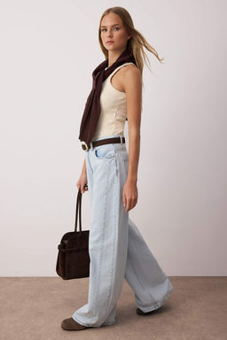 Ac?k Mavi Dikis Detayl? Normal Bel Loose Baggy Jeans TWOAW26JE00019 - Trendyolmilla фото 3