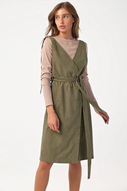 Сарафан с запахом для офиса кэмел - Fly фото 8