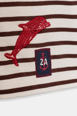 STRIPED T-SHIRT WITH EMBROIDERY - Zara фото 6