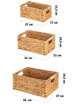 Набор 3 плетеных корзин 27*17*12,5 см, 31*21*14,5 см, 36*27*16,5 см, водный гиацинт