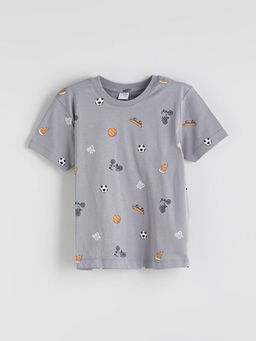 Beli Lastikli Bask?l? Erkek ?ocuk Pijama ?st