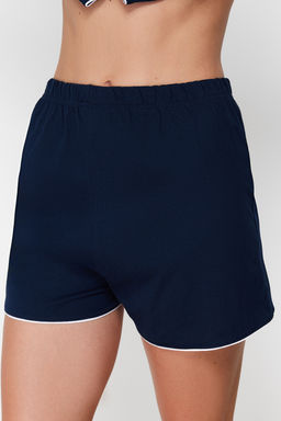 Trendyolmilla Lacivert %100 Pamuklu Biye Detayl? Sortlu Orme Pijama Tak?m? THMSS20PT0406  фото 15