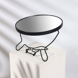 Зеркало настольное - подвесное, двустороннее, с увеличением х2, d зеркальной поверхности 16.2 см, чёрное