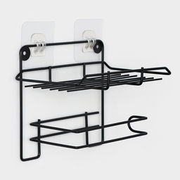 Держатель для туалетной бумаги с полочкой, 19×10×14.5 см, чёрный