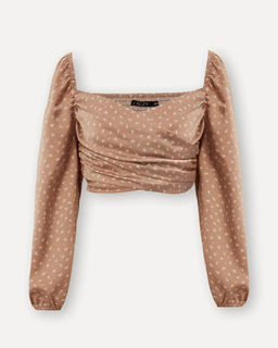 Бежевый топ с драпировкой - Incity фото 9