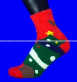 Цена за 5 пар. 5 ПАР - AMIGOBS носки женские НОРКА "НОВОГОДНИЕ ПУШИСТИКИ"