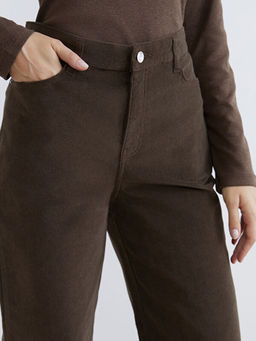 Y?ksek Bel Kadife Kad?n Pantolon