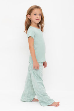 К 1636/голубая дымка,двойная клетка пижама дет