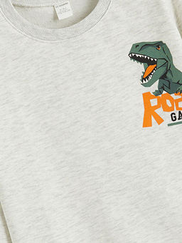 Dinozor Bask?l? Erkek ?ocuk Sweatshirt