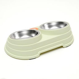 Миска металлическая двойная наклонная на пластиковом основании, 28.5157 см, зелёная - Пижон фото 4