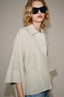 CAMISA CUADROS ZW COLLECTION / Beige - Zara фото 4