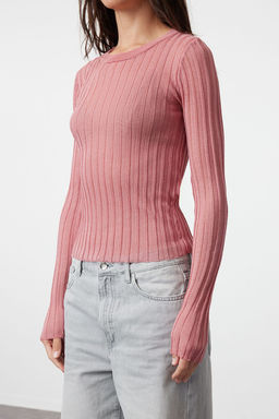 Siyah Transparan Gorunumlu Bisiklet Yaka Triko Kazak TWOAW24KZ01183 - Trendyolmilla фото 12