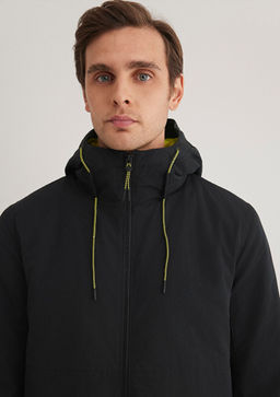 Kapusonlu Siyah Ceket - Mavi фото 5