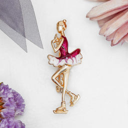 Брошь «Фигуристка», белая, малиновый в золоте