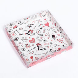 Цена за 5 шт. Коробка для печенья, Love you 18×18×3 см