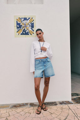 SHORTS Z1975 DENIM CINTURA CRUZADA / Azul medio