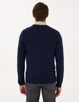 A__k Lacivert Slim Fit V Yaka Basic Triko Kazak - Pierre cardin фото 5