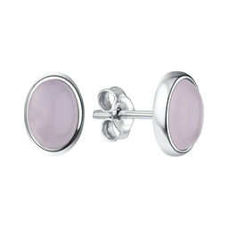 Серьги из серебра розовый кварц, Л-11084
