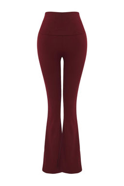 Bordo F?rcal? Soft Kumas Bel Katlama Detayl? Flare/Ispanyol Paca Yoga Orme Spor Tayt THMAW26TY00001