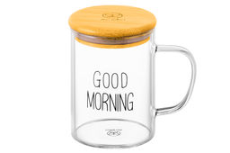 Кружка 450 мл 12*8*11,5 см "Good morning" с бамбуковой крышкой