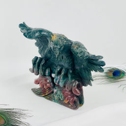 Статуэтка резная "Орёл" из Яшмы "Гелиотроп"