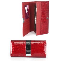 Кошелек женский натуральная кожа Henghuang-AE 107-1, защелка внутри, 6отд, 10карм, красный SALE 245369