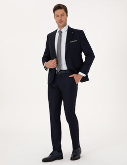 Lacivert Slim Fit Tak_m Elbise
