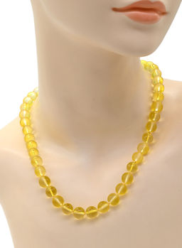 Бусы из хрусталя шарик матово-прозрачный 10мм, цв.желтый, 50см