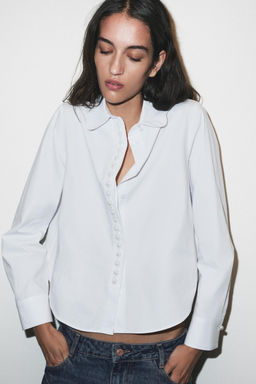 POPLIN SHIRT WITH FAUX PEARLS - Zara фото 2