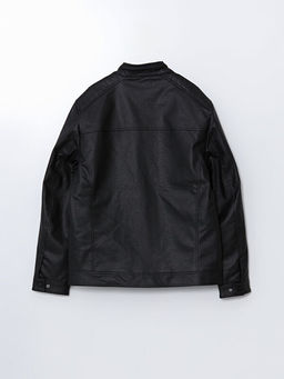 B?y?k Beden Standart Kal?p Biker Yaka Erkek Deri G?r?n?ml? Mont