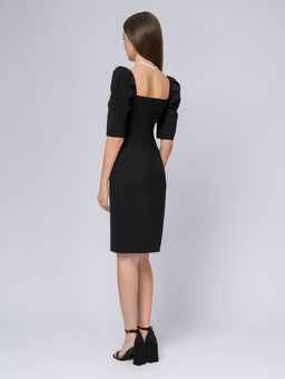 Платье черное с пышными рукавами и глубоким декольте - 1001dress фото 3