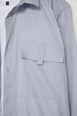 TRENDYOL MAN Limited Edition Gri Oversize Fit Cep Detayl? %100 Pamuk Gomlek TMNAW25GO00019 - Trendyolmilla фото 10