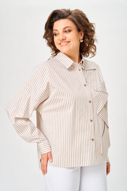 Рубашка Michel Chic 798 полоска бежевая  фото 5
