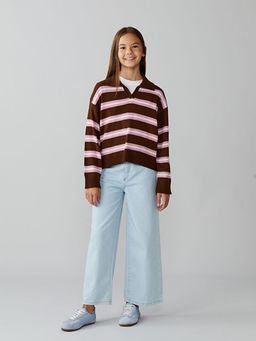 Polo Yaka K?z ?ocuk Triko Kazak