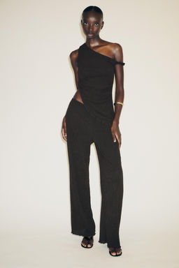 TEXTURED WIDE-LEG TROUSERS