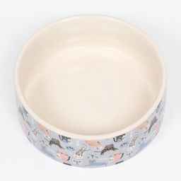 Миска керамическая Абстракция котов 300 мл - 11.511.55 см, голубая/белая - Пижон фото 4