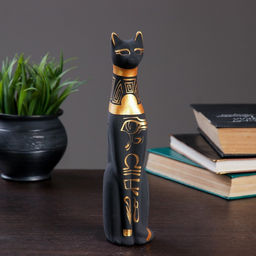 Фигура керамика «Кот Египетский», роспись, чёрный, 5×6.5×22.5 см