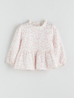 Bisiklet Yaka ?i?ekli K?z Bebek Bluz ve Pantolon 2li