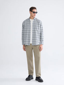 Regular Fit Uzun Kollu Ekose Gabardin Erkek G?mlek