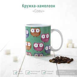 Кружка-хамелеон керамическая Доляна Совы, 350 мл