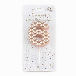 Свеча в торт на шпажке «Соты», цифра 6, 7 см, шампань