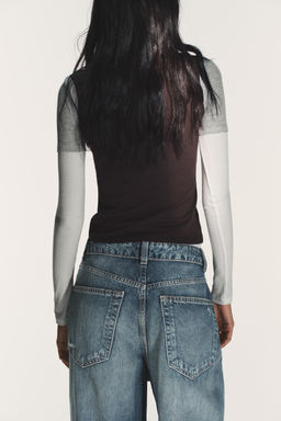 TRIPLE EFFECT LONG SLEEVE T-SHIRT - Zara фото 11